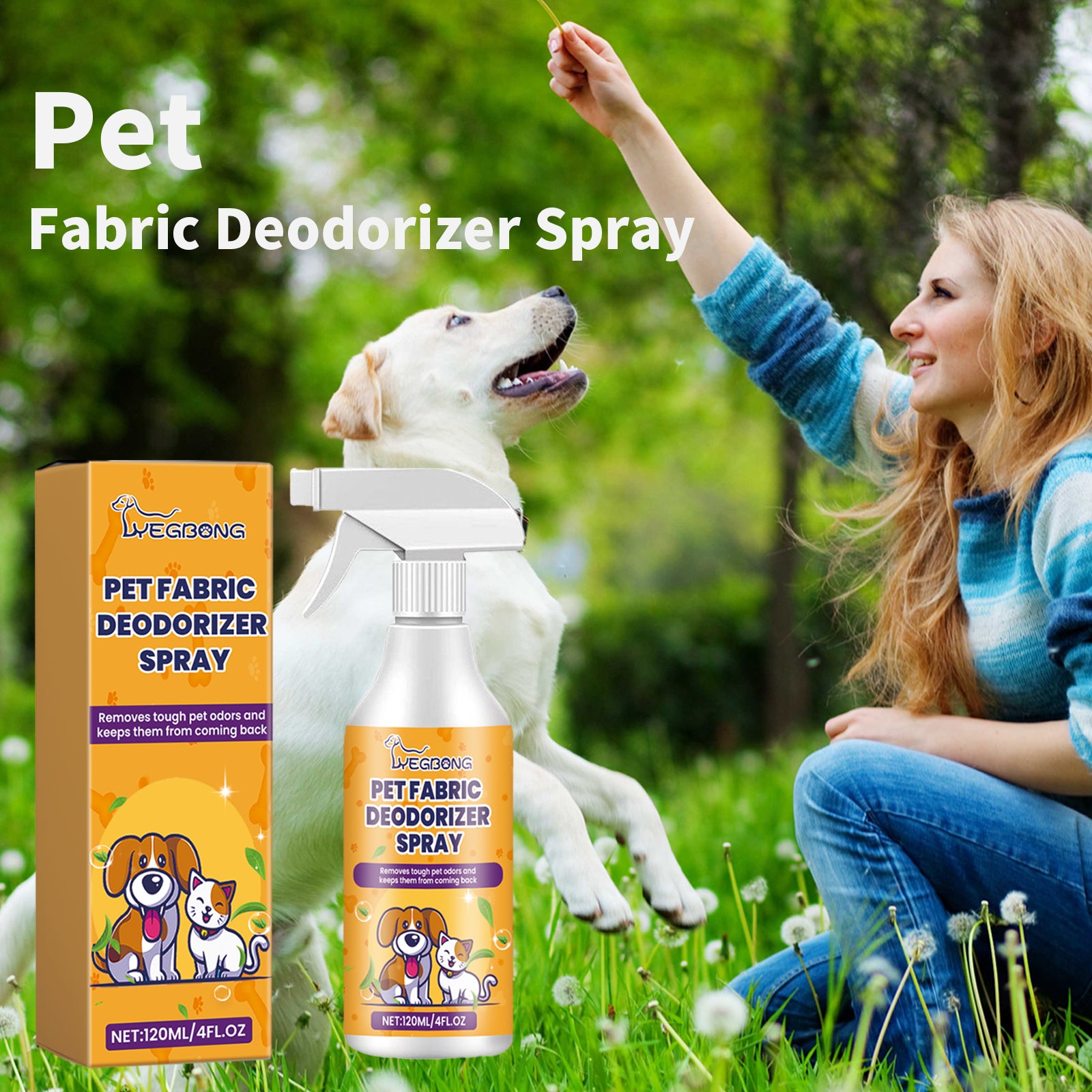 Pet Fabric Deodorizer Spray, Long-Lasting Freshener for Indoor Pet Odors