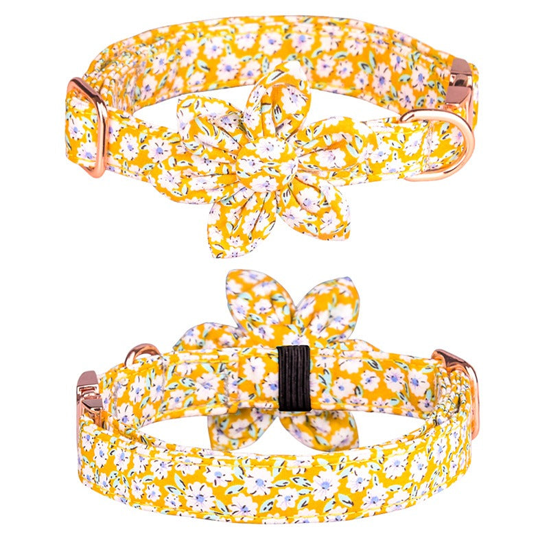 Sunflower Cotton Dog Collar, Breathable Printed Pet Neck Strap