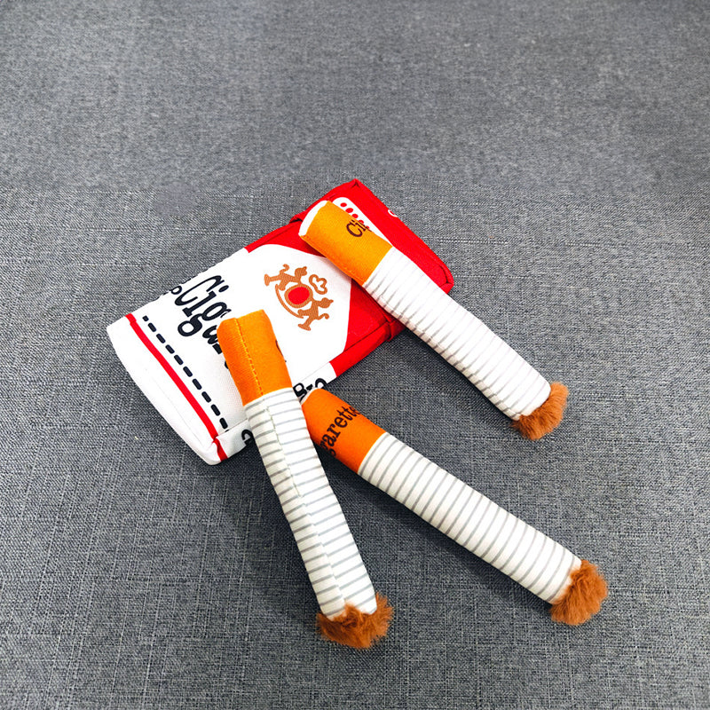 Cigar-Shaped Plush Dog Toy for Chewing, Teething and Interactive Play
