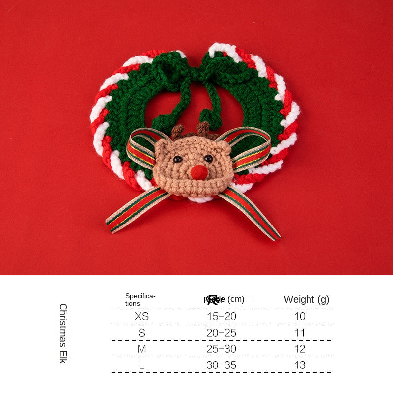 Handmade Knitted Christmas Pet Collar Scarf for Cats and Dogs