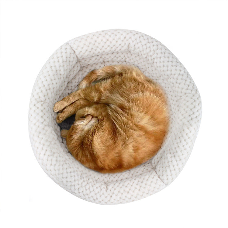 Semi-Enclosed Plush Pet Bed for Cats and Dogs, Soft Winter Sleeping Nest
