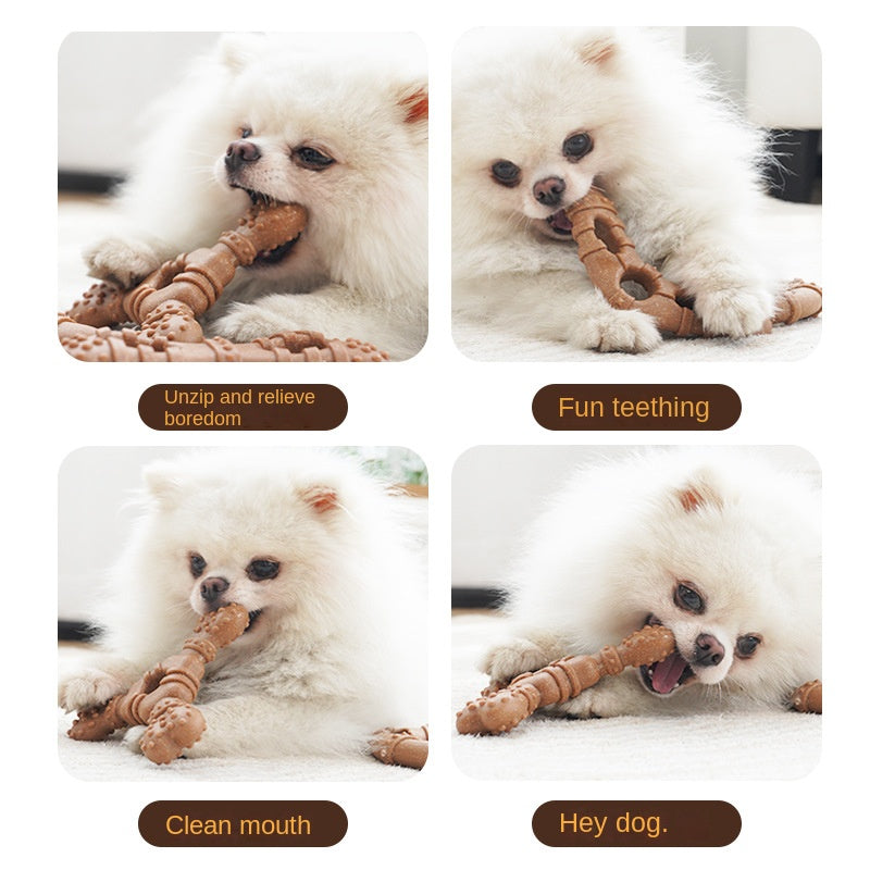 Bone-Shaped Dog Chew Toy for Teeth Cleaning and Interactive Play
