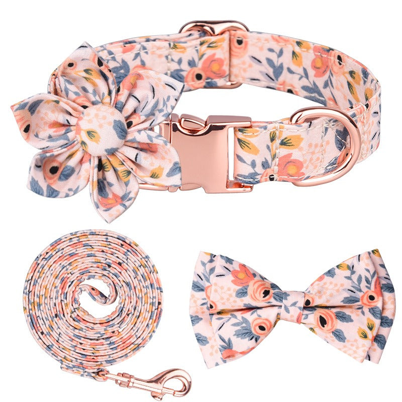 Sunflower Cotton Dog Collar, Breathable Printed Pet Neck Strap