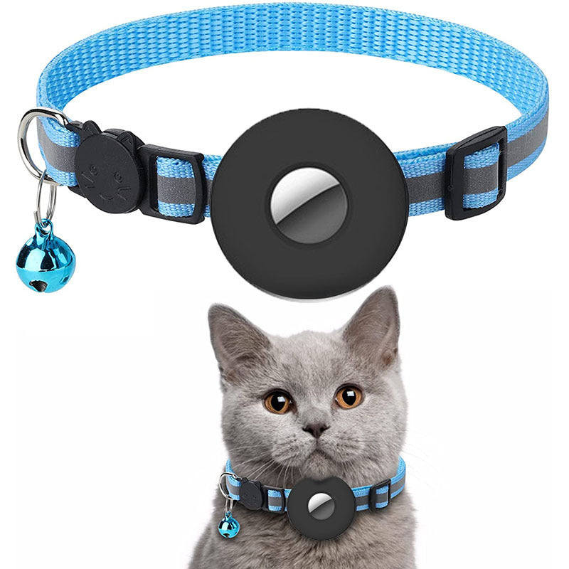 Reflective AirTag Cat Collar with Bell, Adjustable Pet Tracker Collar