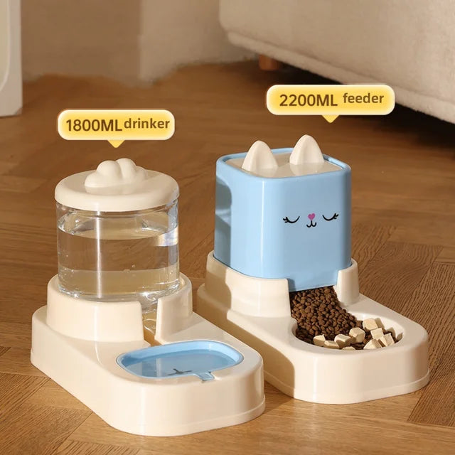 Large-Capacity Automatic Pet Water Feeder with Food Container for Cats and Dogs