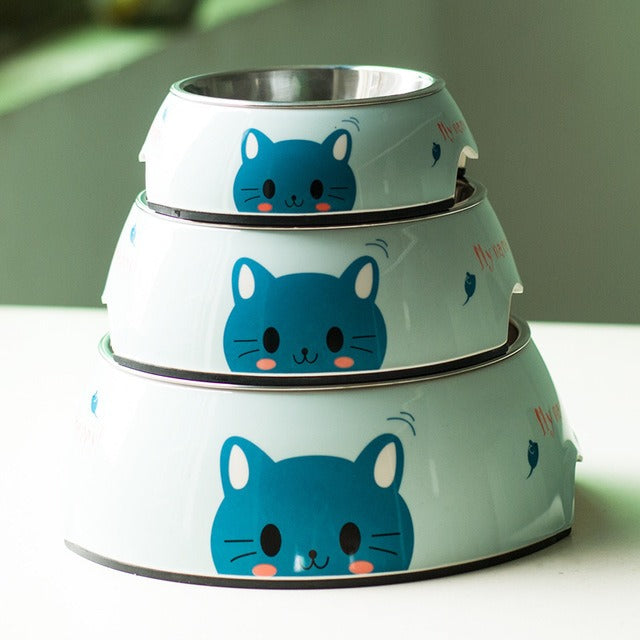 Removable Stainless Steel Pet Bowl, Non-Slip Food and Water Dish