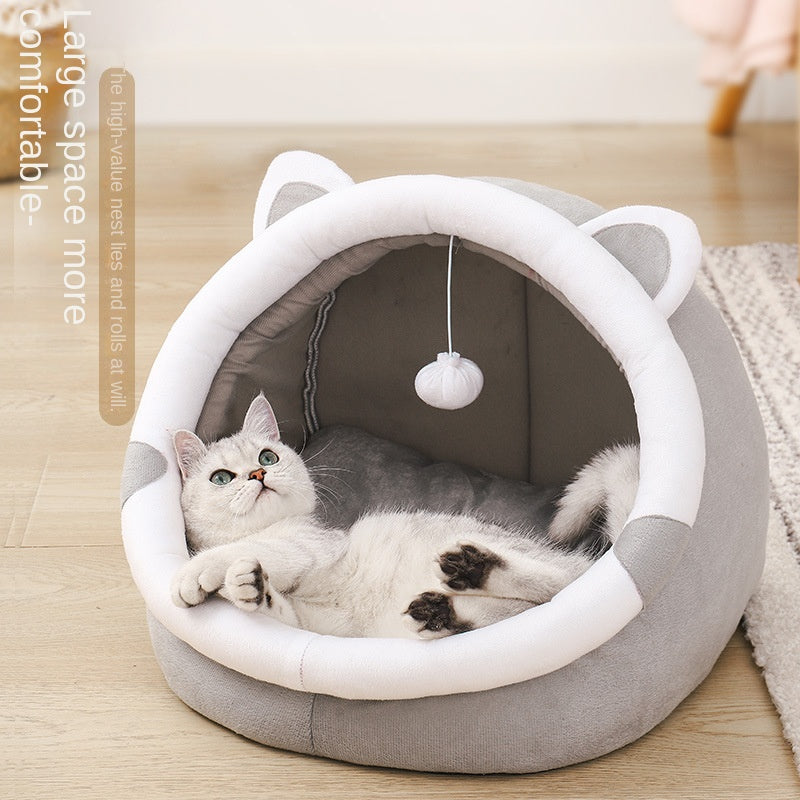 Enclosed Cat House and Dog Bed, Warm All-Season Pet Shelter