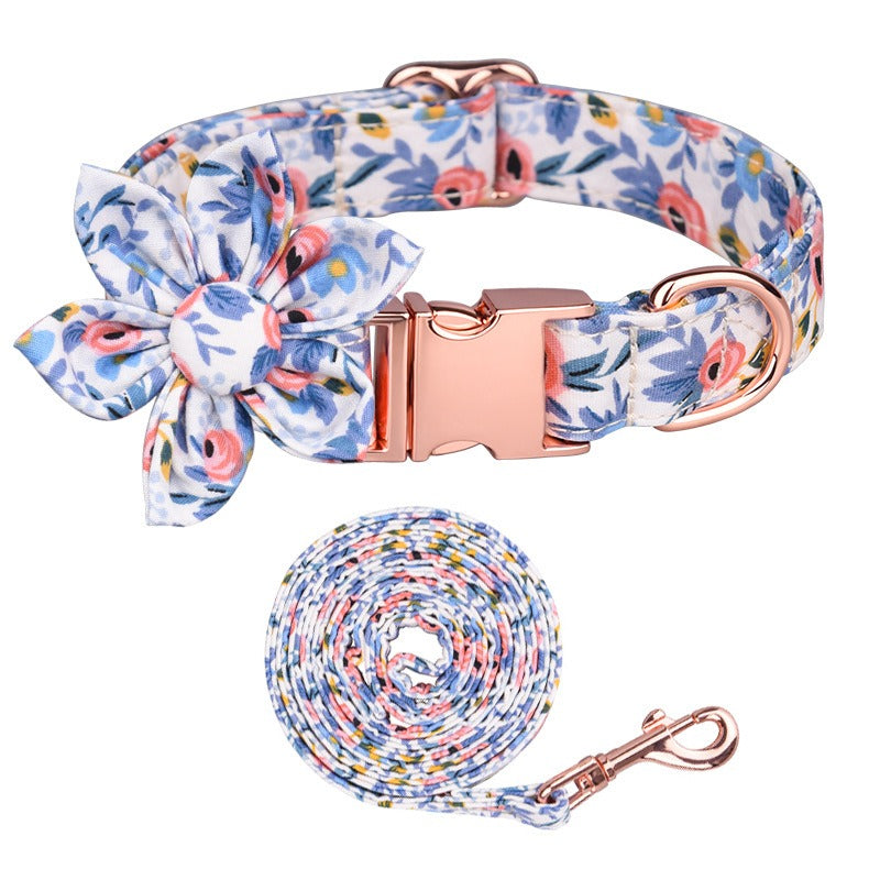 Sunflower Cotton Dog Collar, Breathable Printed Pet Neck Strap