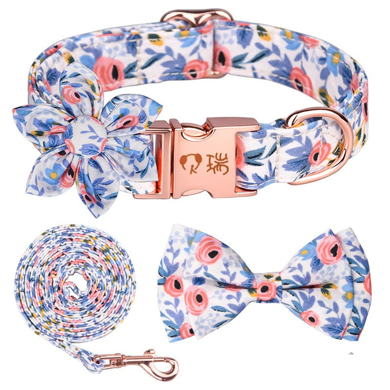 Sunflower Cotton Dog Collar, Breathable Printed Pet Neck Strap
