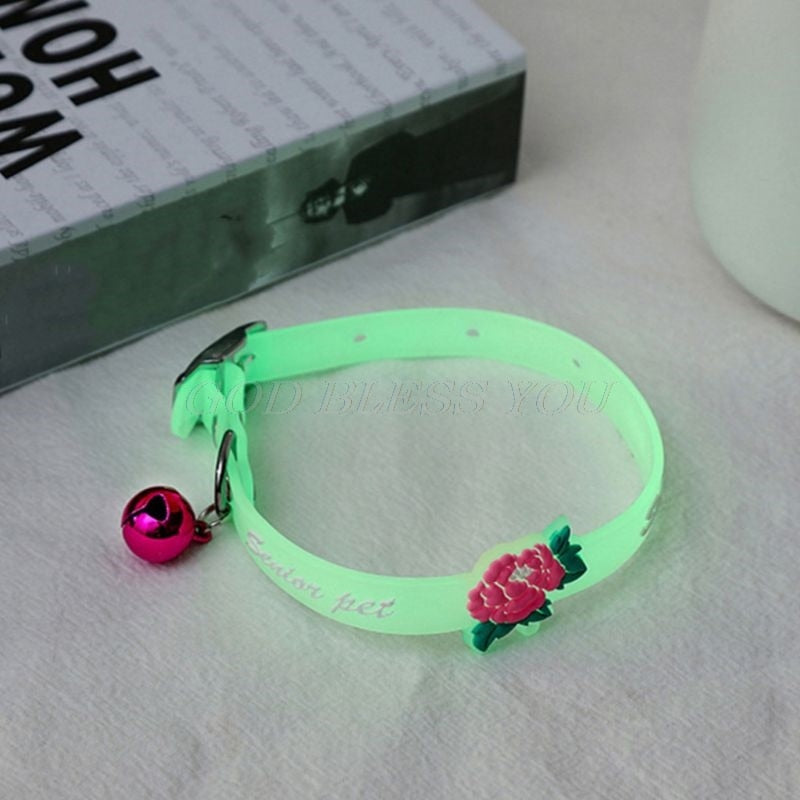 Glow-in-the-Dark Pet Collar with Bell for Dogs and Cats