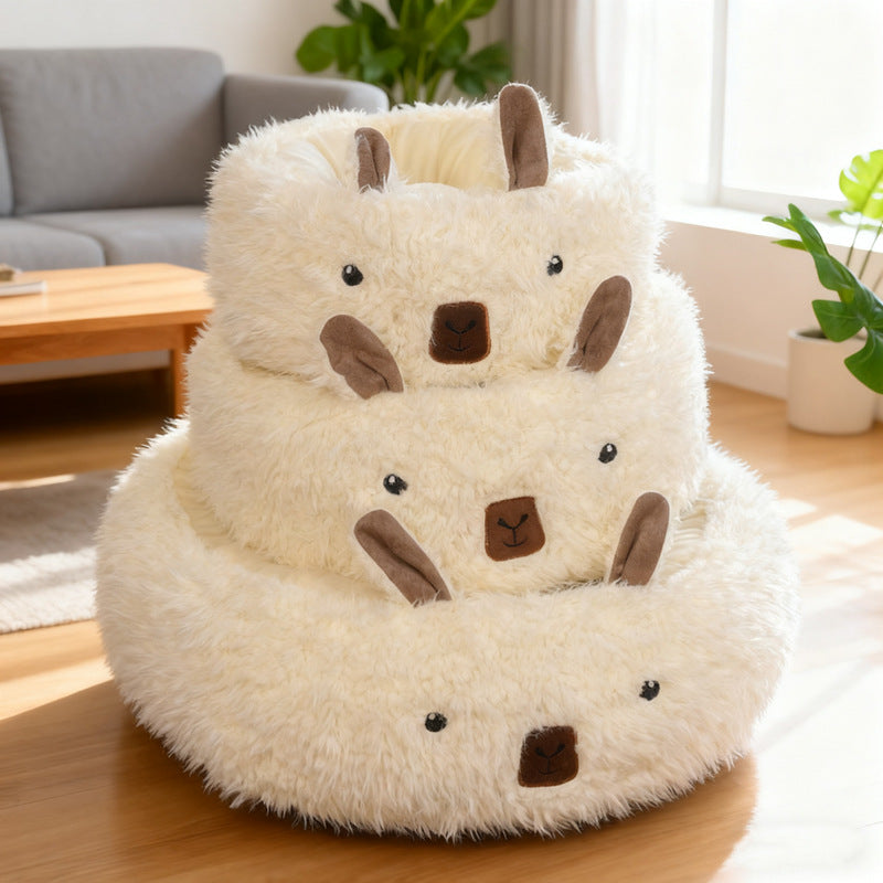Half-Enclosed Winter Dog Bed, Warm Pet House and Sleeping Nest