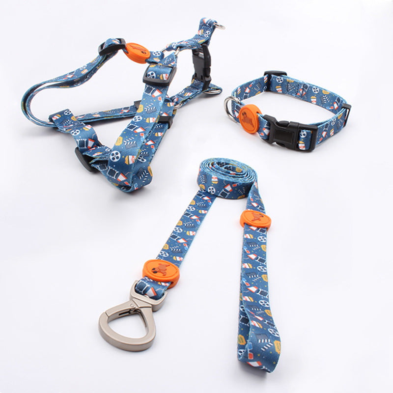Printed Large Dog Harness Vest with Leash and Collar, 3-Piece Walking Set