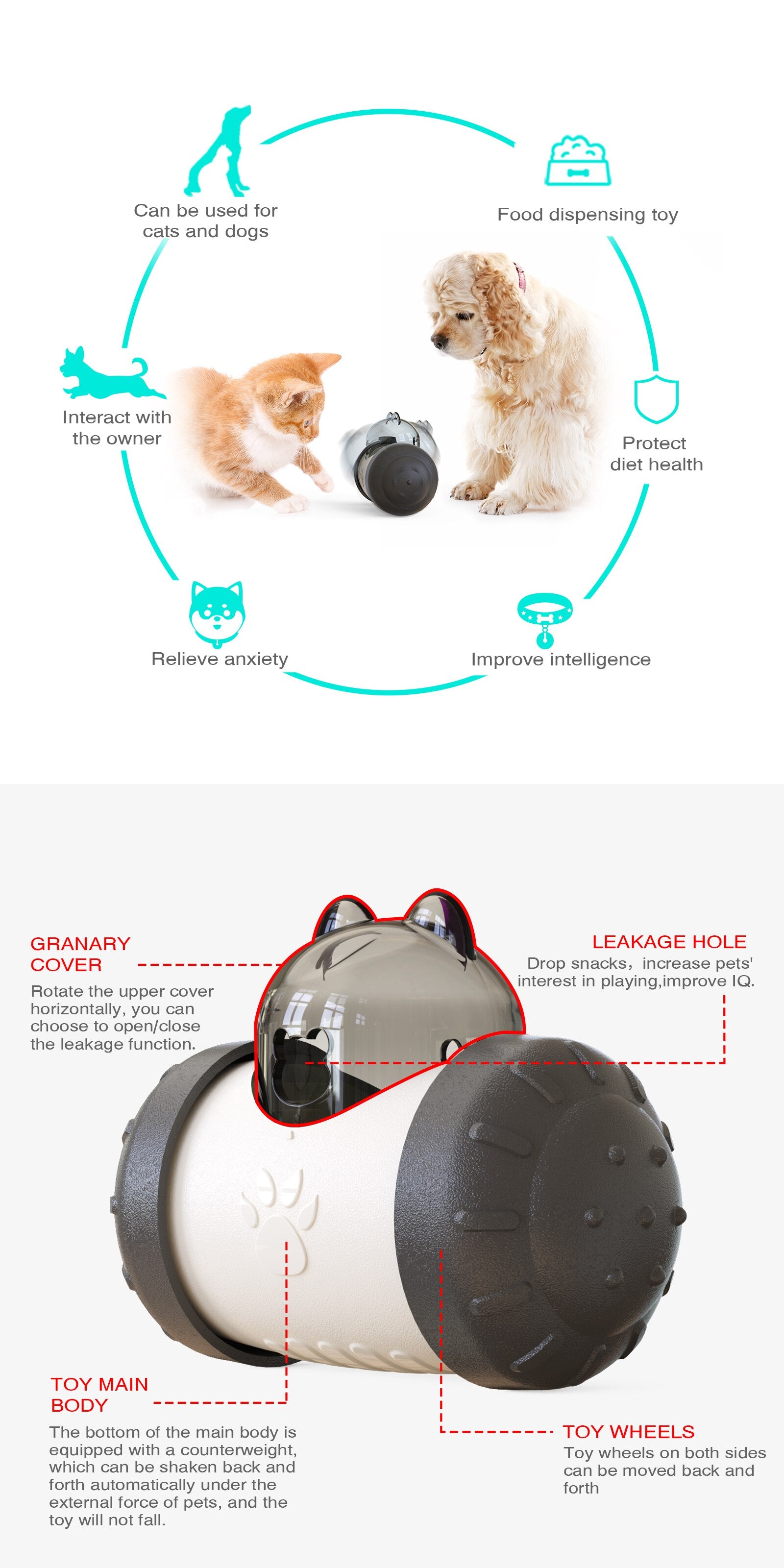 Interactive Treat Dispensing Swing Toy for Dogs and Cats