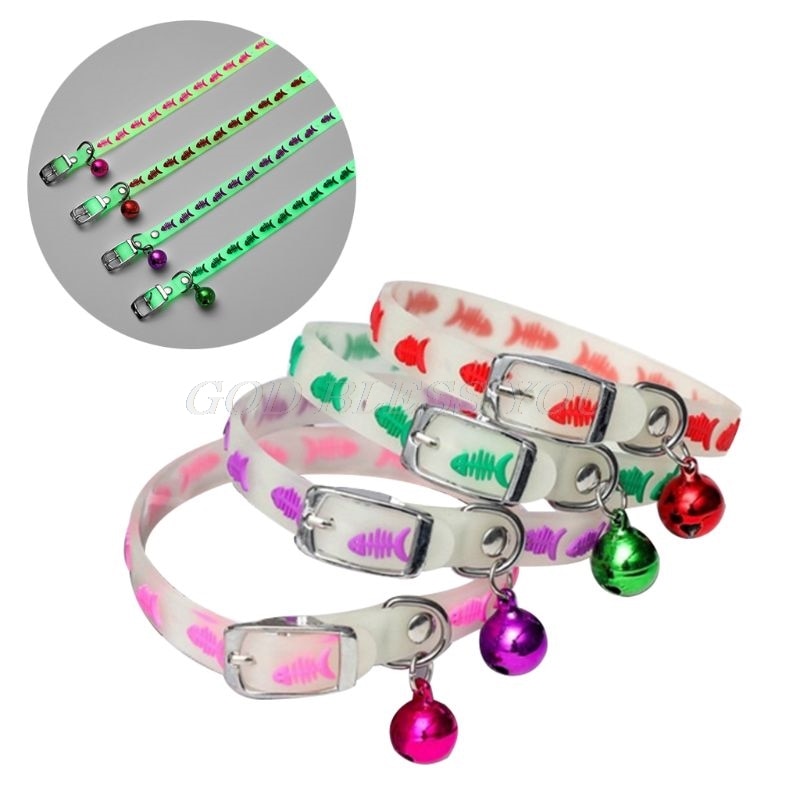 Glow-in-the-Dark Pet Collar with Bell for Dogs and Cats