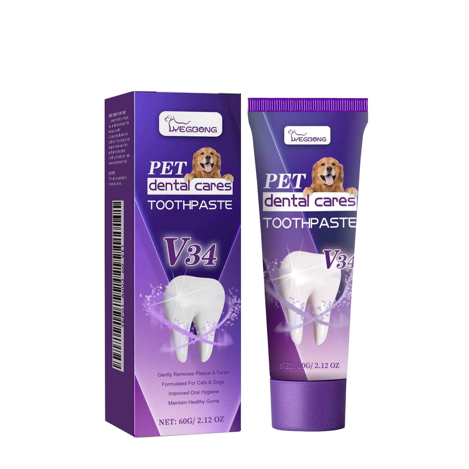 Pet V34 Toothpaste for Dogs and Cats, Dental Care for Breath, Gums and Tartar