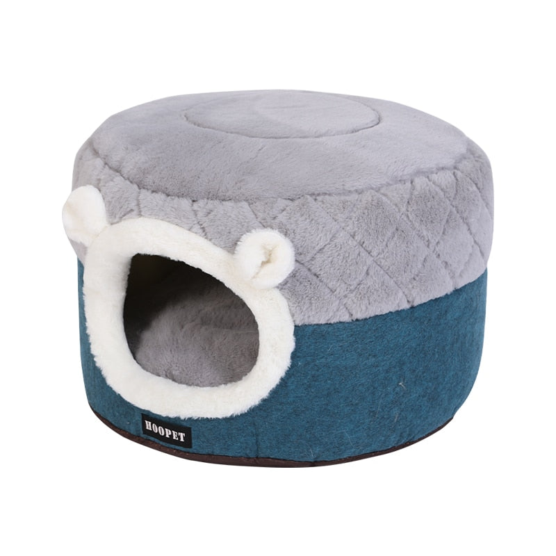 Soft Plush Pet Bed with Cushion for Cats and Small Dogs, Warm Winter Nest