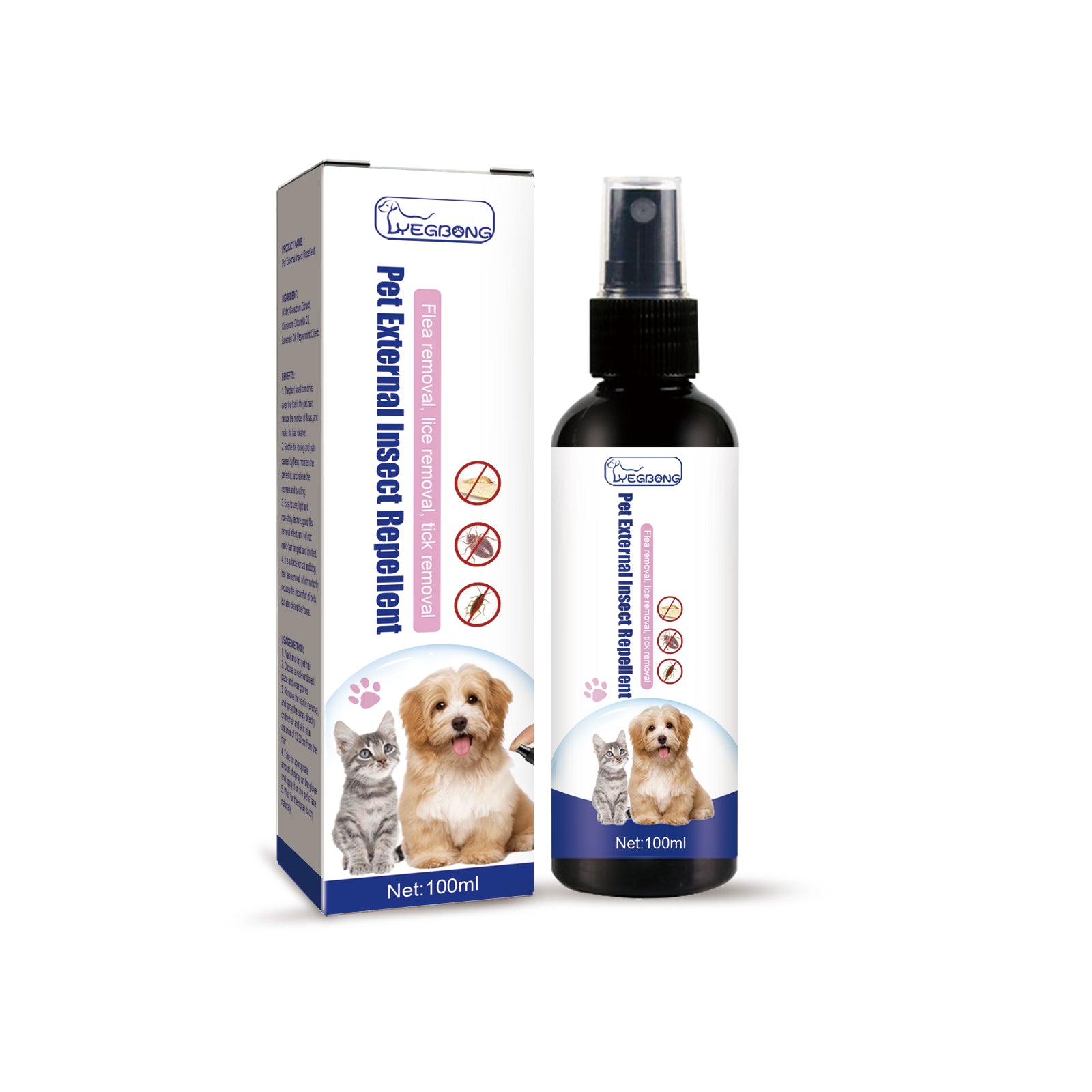 Pet Flea and Tick Spray for Dogs and Cats, Skin Cleansing Anti-Itch Care Spray