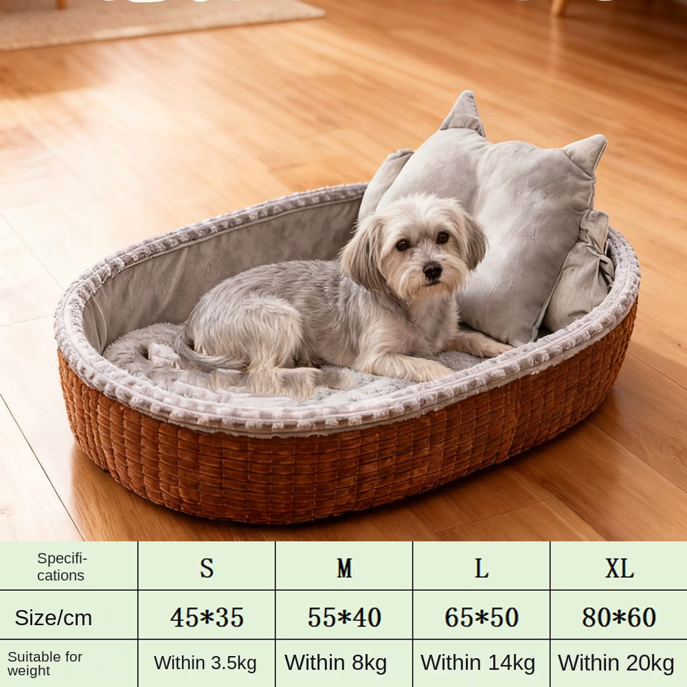 Half-Enclosed Warm Pet House Bed for Dogs and Cats