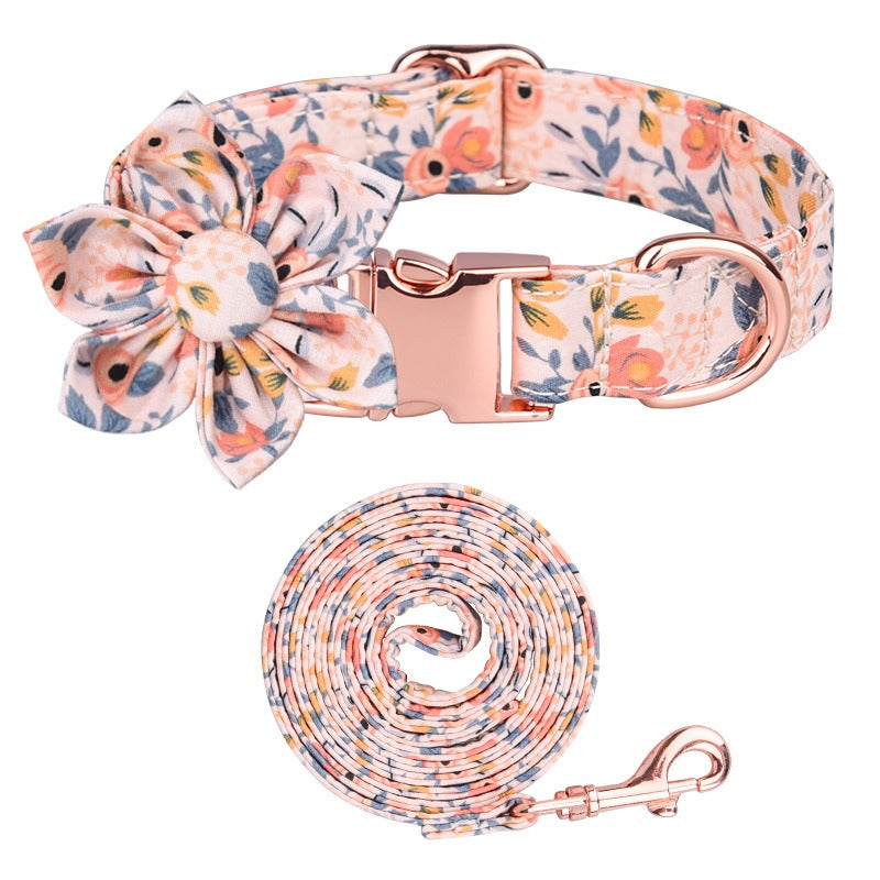 Sunflower Cotton Dog Collar, Breathable Printed Pet Neck Strap