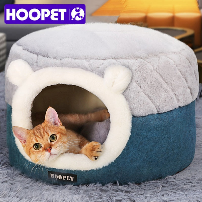 Soft Plush Pet Bed with Cushion for Cats and Small Dogs, Warm Winter Nest