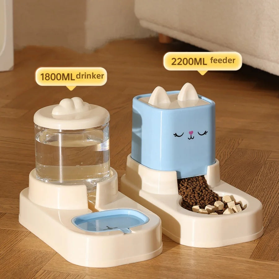 Large-Capacity Automatic Pet Water Feeder with Food Container for Cats and Dogs