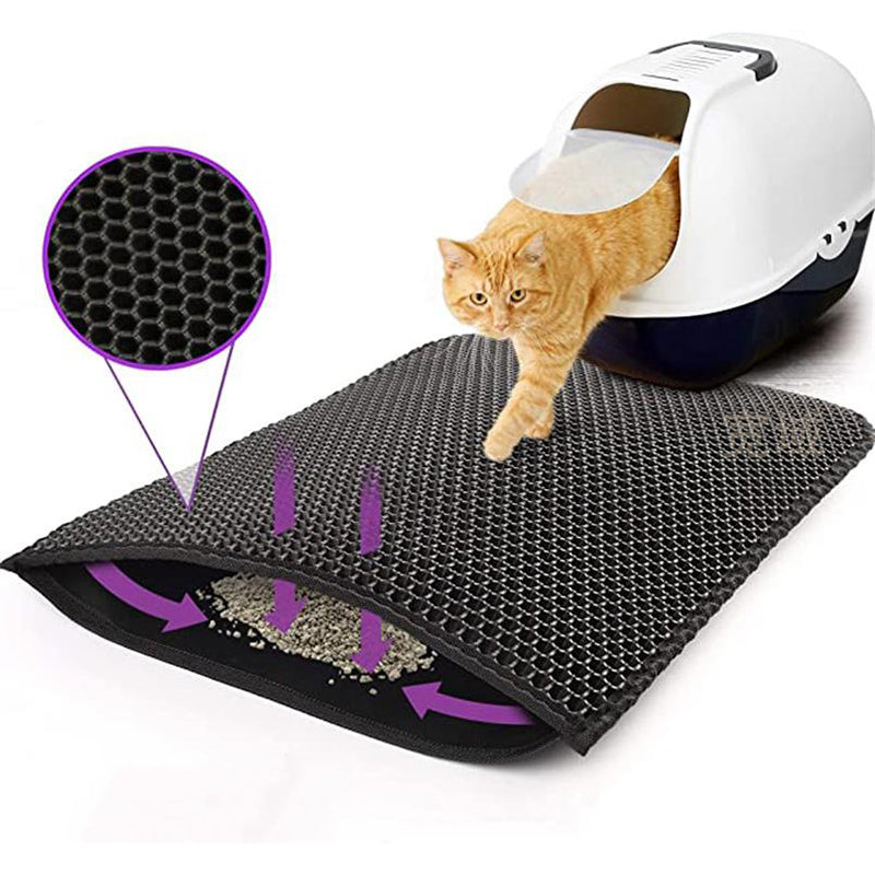 Double-Layer EVA Cat Litter Mat, Traps Litter and Keeps Floors Clean