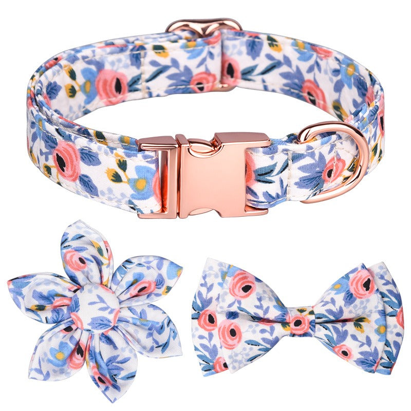 Sunflower Cotton Dog Collar, Breathable Printed Pet Neck Strap