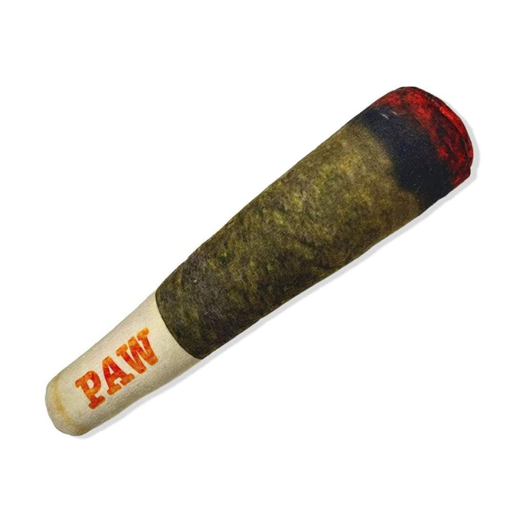 Green Cigar-Shaped Plush Squeaky Dog Toy for Chewing and Play