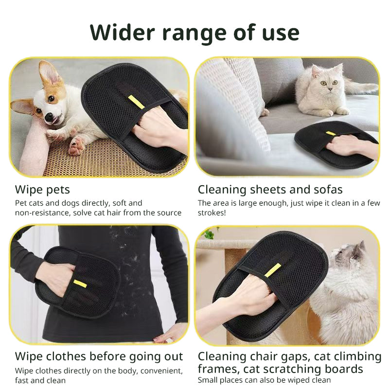 Static animal Hair Removal Gloves, 3-in-1 toilettage et Deshedding Tool pour chiens et chats