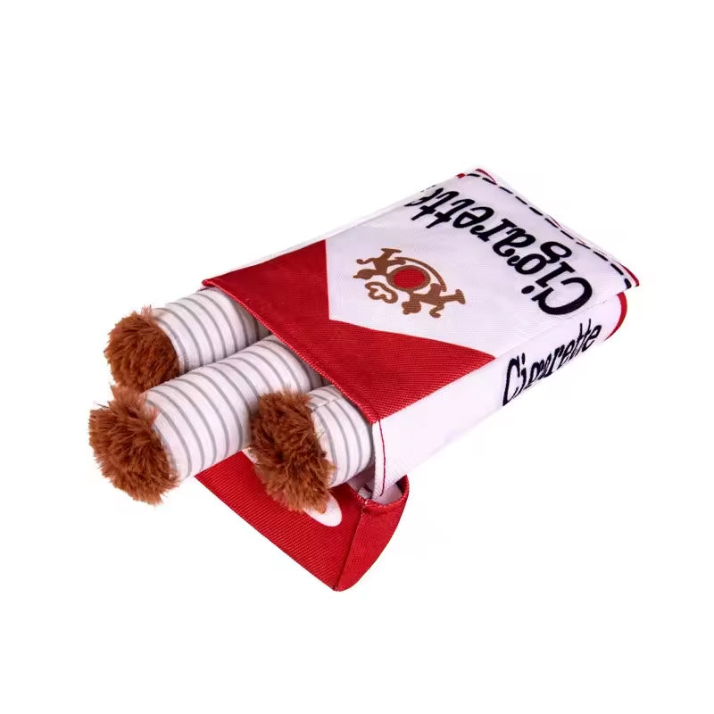 Cigar-Shaped Plush Dog Toy for Chewing, Teething and Interactive Play