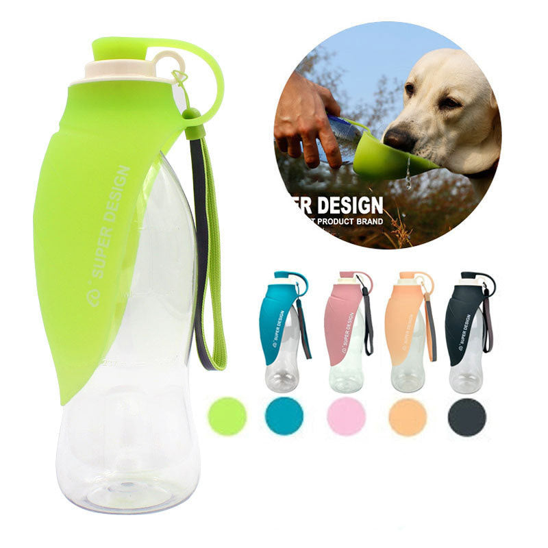 Large-Capacity Portable Pet Water Bottle with Flip-Out Drinking Cup