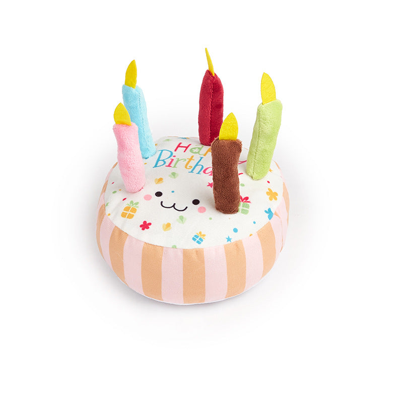 Cake-Shaped Dog Chew Toy, Fun Snack-Inspired Plush Pet Toy