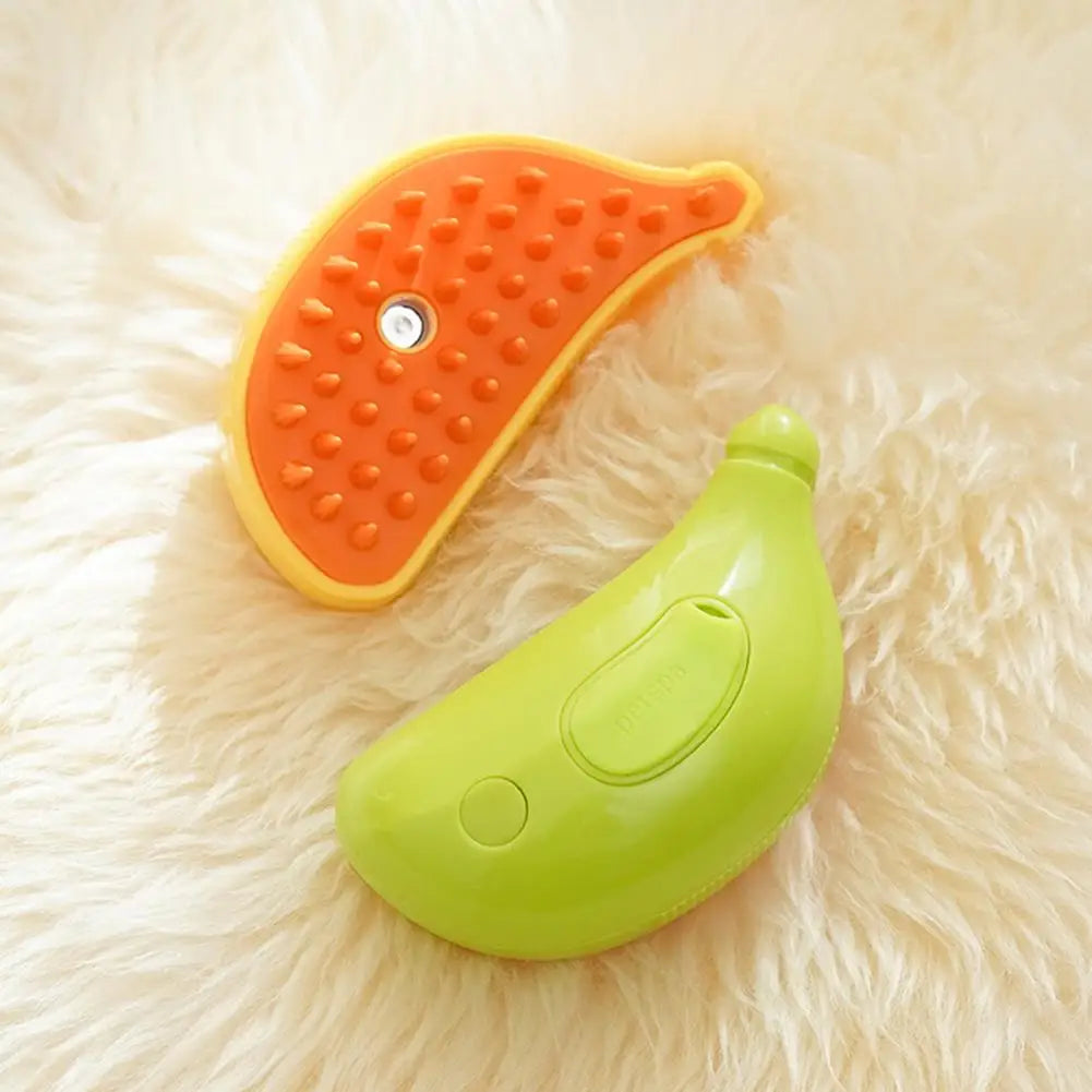 Banana-Shaped Steam Grooming Brush for Cats and Dogs, Hair Removal Pet Comb