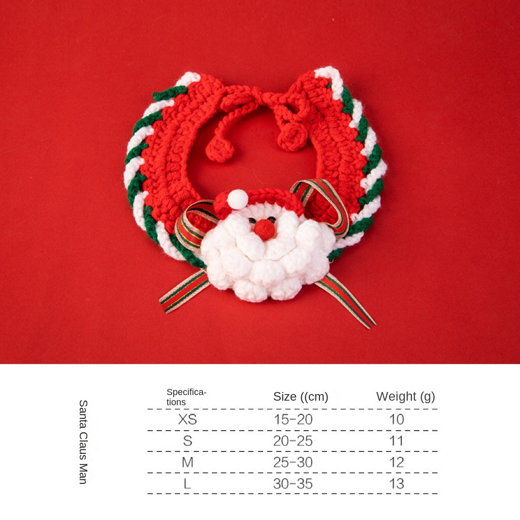 Handmade Knitted Christmas Pet Collar Scarf for Cats and Dogs