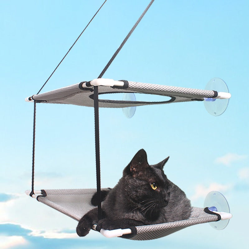 Window-Mounted Cat Hammock Bed with Suction Cups, Double-Layer Hanging Basket