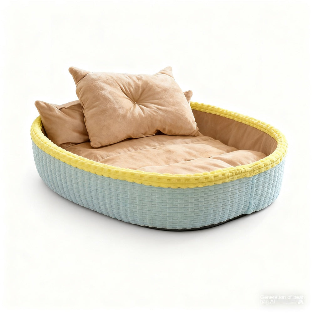 Half-Enclosed Warm Pet House Bed for Dogs and Cats