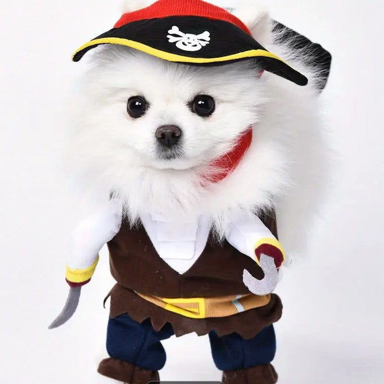 Pirate Pet Costume for Dogs and Cats, Funny Two-Legged Cosplay Outfit