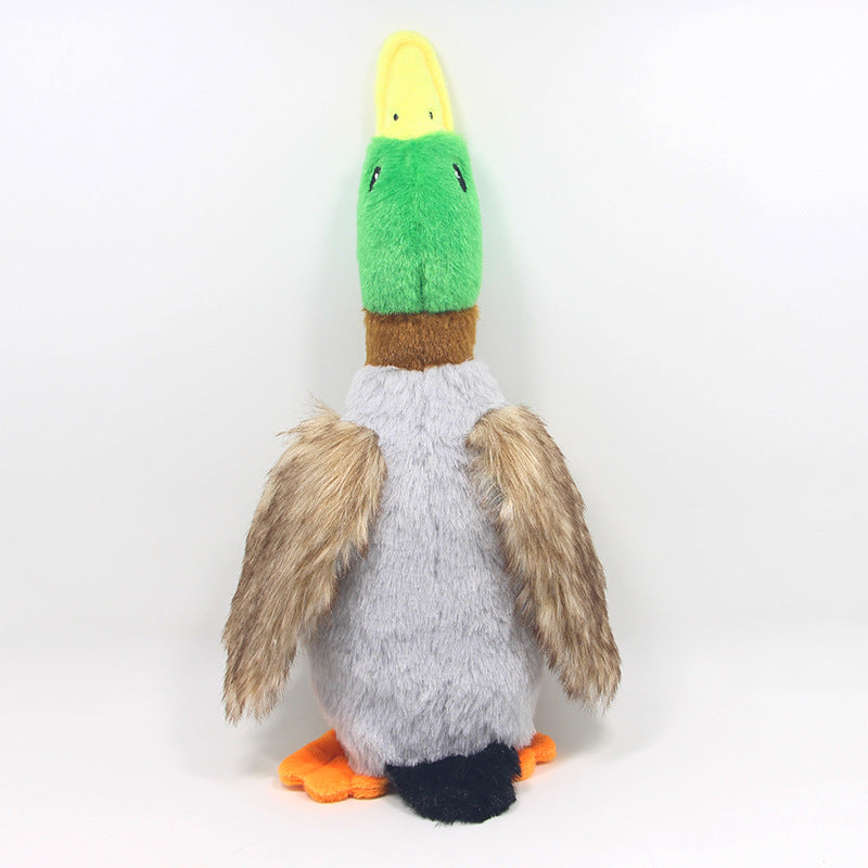 Plush Wild Duck Squeaky Dog Toy for Interactive Play