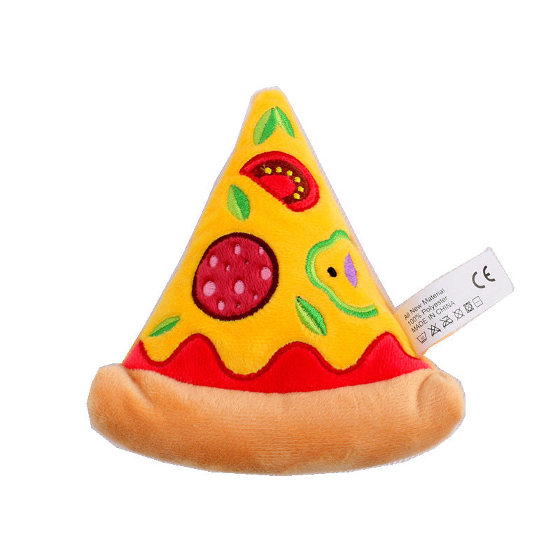 Plush Fast Food Squeaky Dog Toy Set with Pizza, Burger and Fries Designs