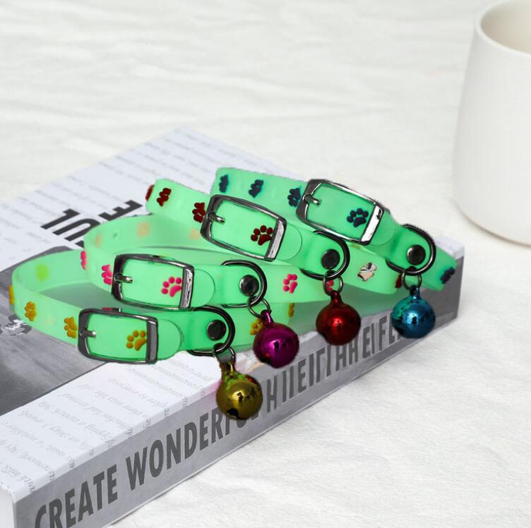 Glow-in-the-Dark Pet Collar with Bell for Dogs and Cats