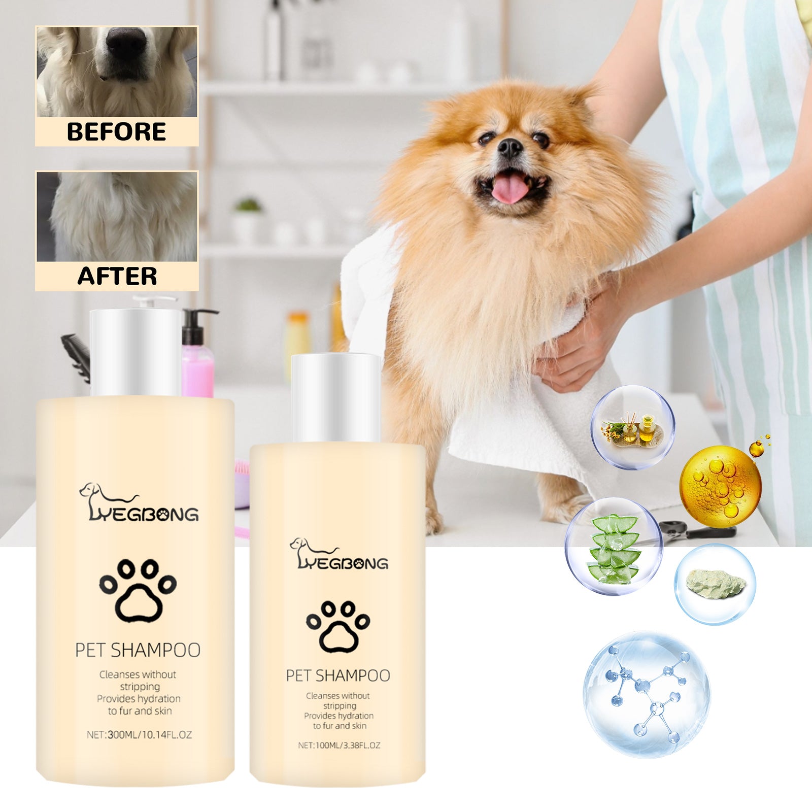 Gentle Pet Shampoo for Dogs and Cats, Smoothing Coat Wash for Soft Tangle-Free Fur