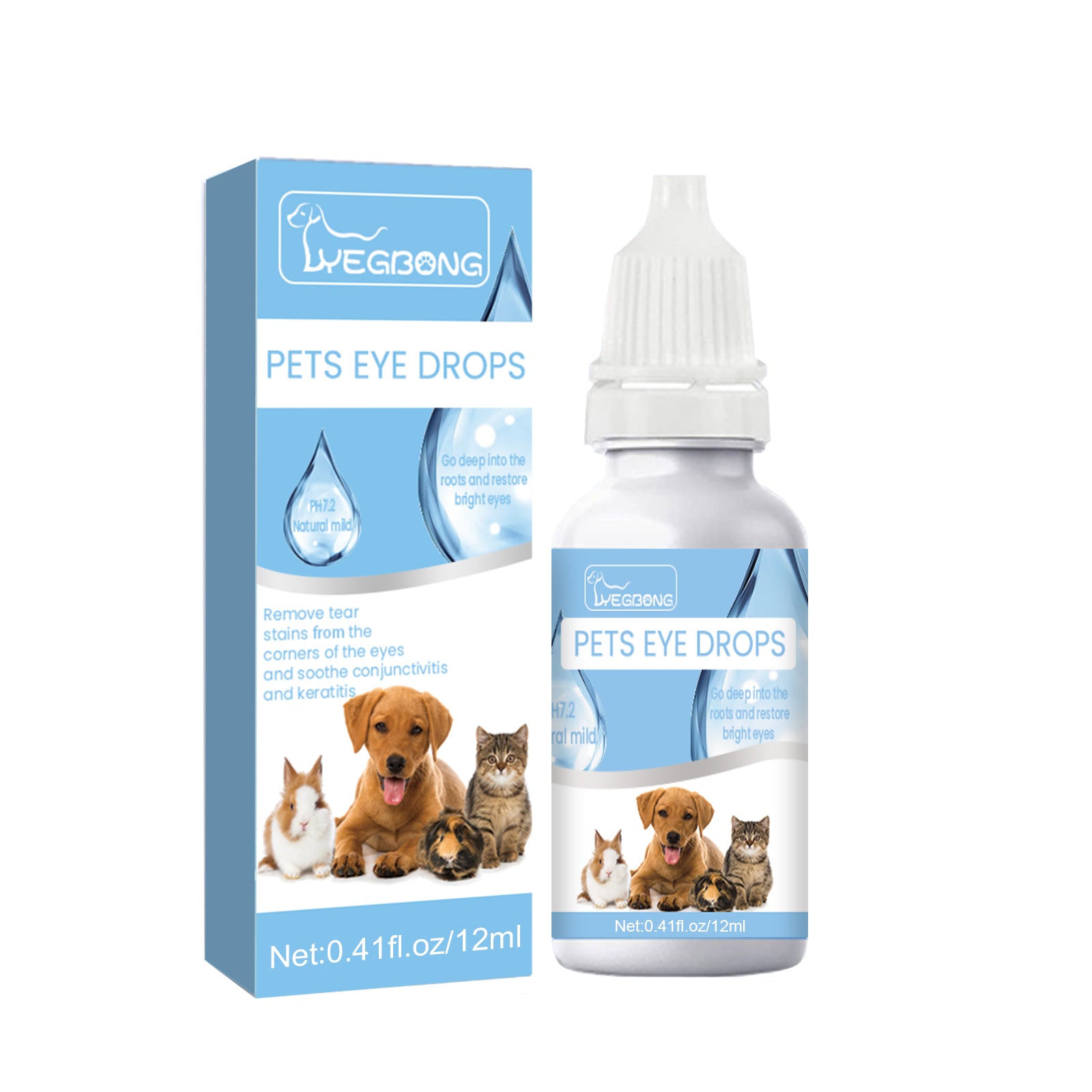 Pet Eye Cleaning Drops for Dogs and Cats, Gentle Eye Wash for Tear Stain Care