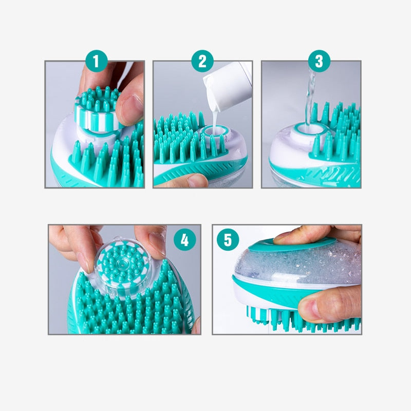 Soft Silicone Pet Bath Brush for Dogs and Cats, Shower Massage Comb for Grooming
