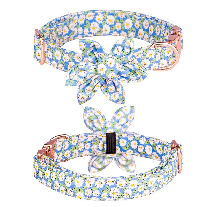 Sunflower Cotton Dog Collar, Breathable Printed Pet Neck Strap