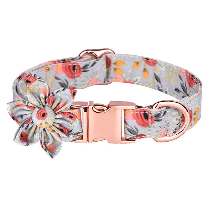 Sunflower Cotton Dog Collar, Breathable Printed Pet Neck Strap