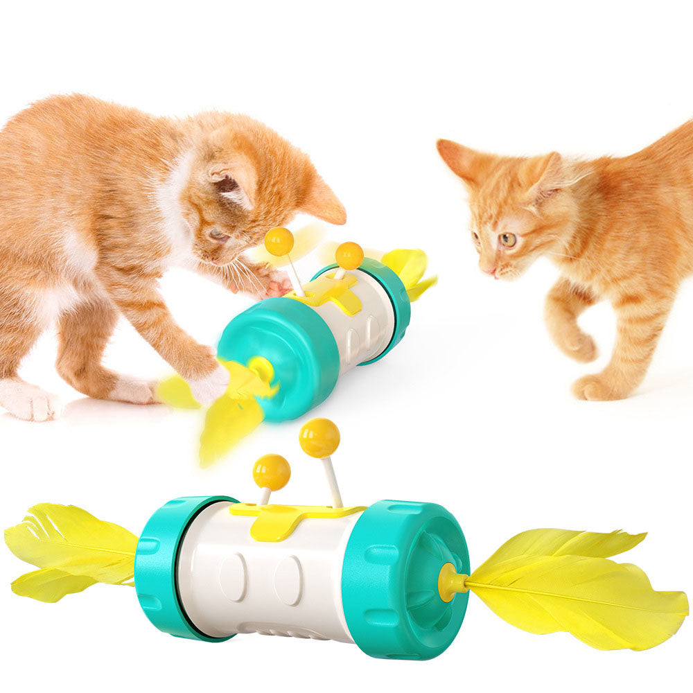 Interactive Feather Tumbler Cat Toy with Ball for Indoor Play