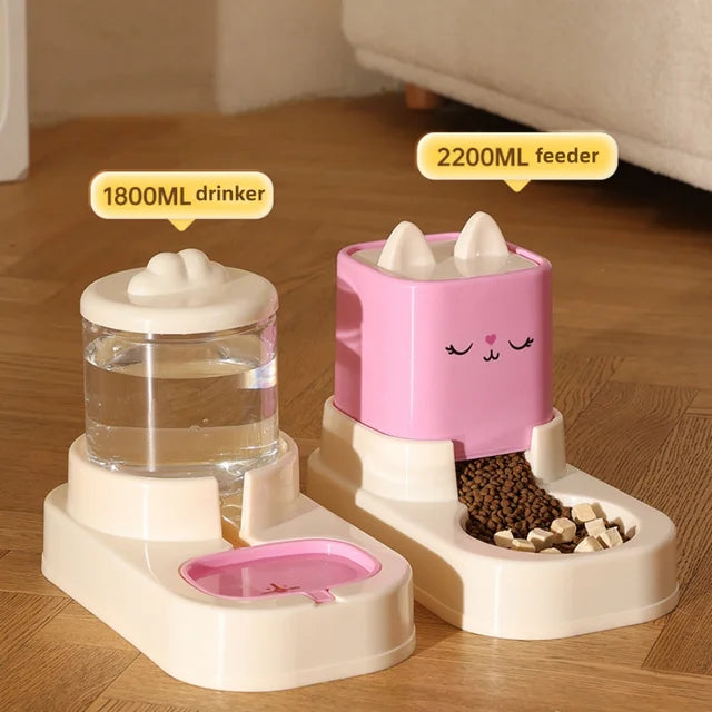 Large-Capacity Automatic Pet Water Feeder with Food Container for Cats and Dogs