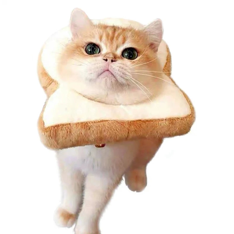 Toast Pet Headgear for Cats, Funny Soft Costume Hat for Photos and Dress-Up