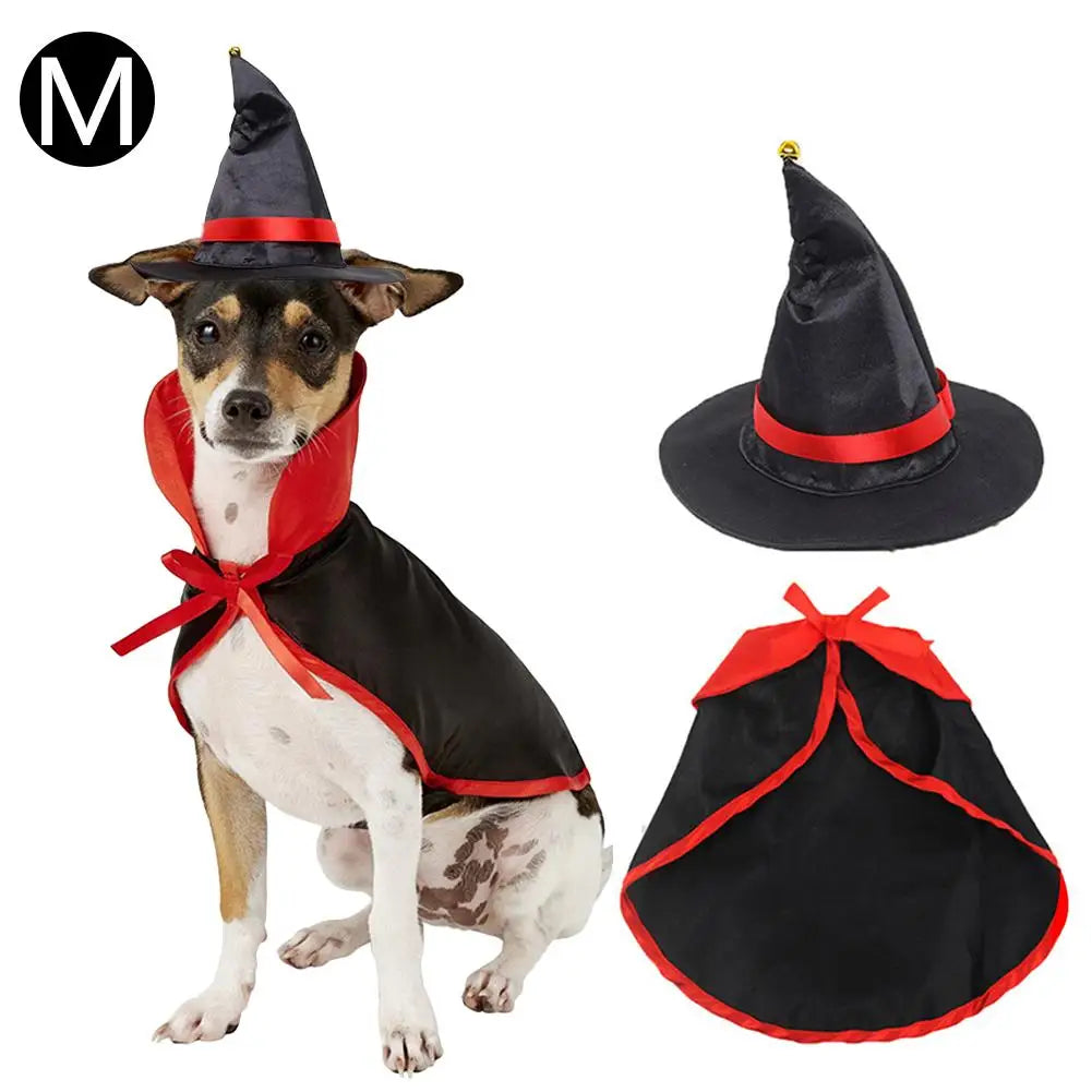 Halloween Pet Cloak and Hat Set for Dogs and Cats, Cosplay Costume